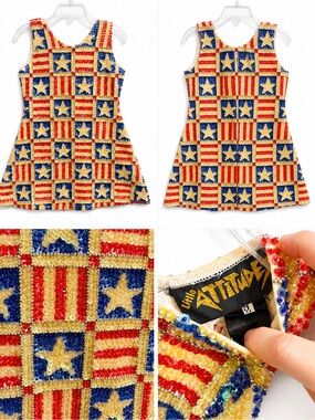 Little Attitudes Hand Beaded Patriotic Stars & Stripes dress - size 2